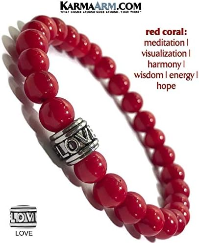 Natural Red Coral Love Bead Bracelet Beaded Meditation Spiritual Stretch Mantra Reiki Healing Energy Boho Charm Chakra Wrap Yoga Jewelry & Gemstone Gifts | Optimism