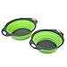 Enkousa Green Collapsible Colander 2 Sets, Kitchen Foldable Silicone Strainer, Environmentally Friendly Non-Toxic Easy to Clean, 2 Sizes Including 8 9.5-Inch