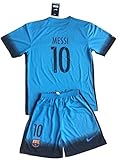 Barcelona 2015-2016 Messi #10 Champions League Youths 3rd Soccer Jersey & Shorts Set 9-10 years old