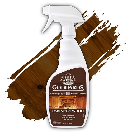 Goddard's Cabinet & Wood Wax Spray, Wood Cleaner & Furniture Polish, Wood Conditioner with Beeswax and Lemon Oil, Shine & Stain Protection, 23 oz