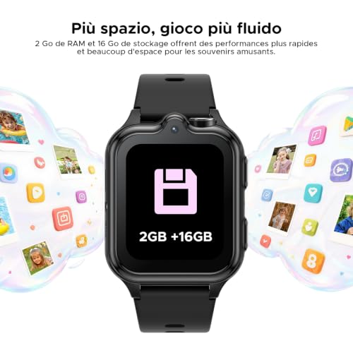 DOOGEEEco Anyscene S3 Children's GPS Smart Watch, 1.72 Inch HD Screen, 4G LTE Video Calls, IP68 Waterproof, 16 GB Memory, 900 mAh Battery, Pedometer Alarm Clock Games Birthday Gift, Black