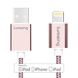 Lumsing Nylon Braided Lightning to USB Cable Apple MFi Certified Sync Charging Lightning Cable (3.3 Feet/1M) for for iPhone, iPod and iPad(Rose Gold)