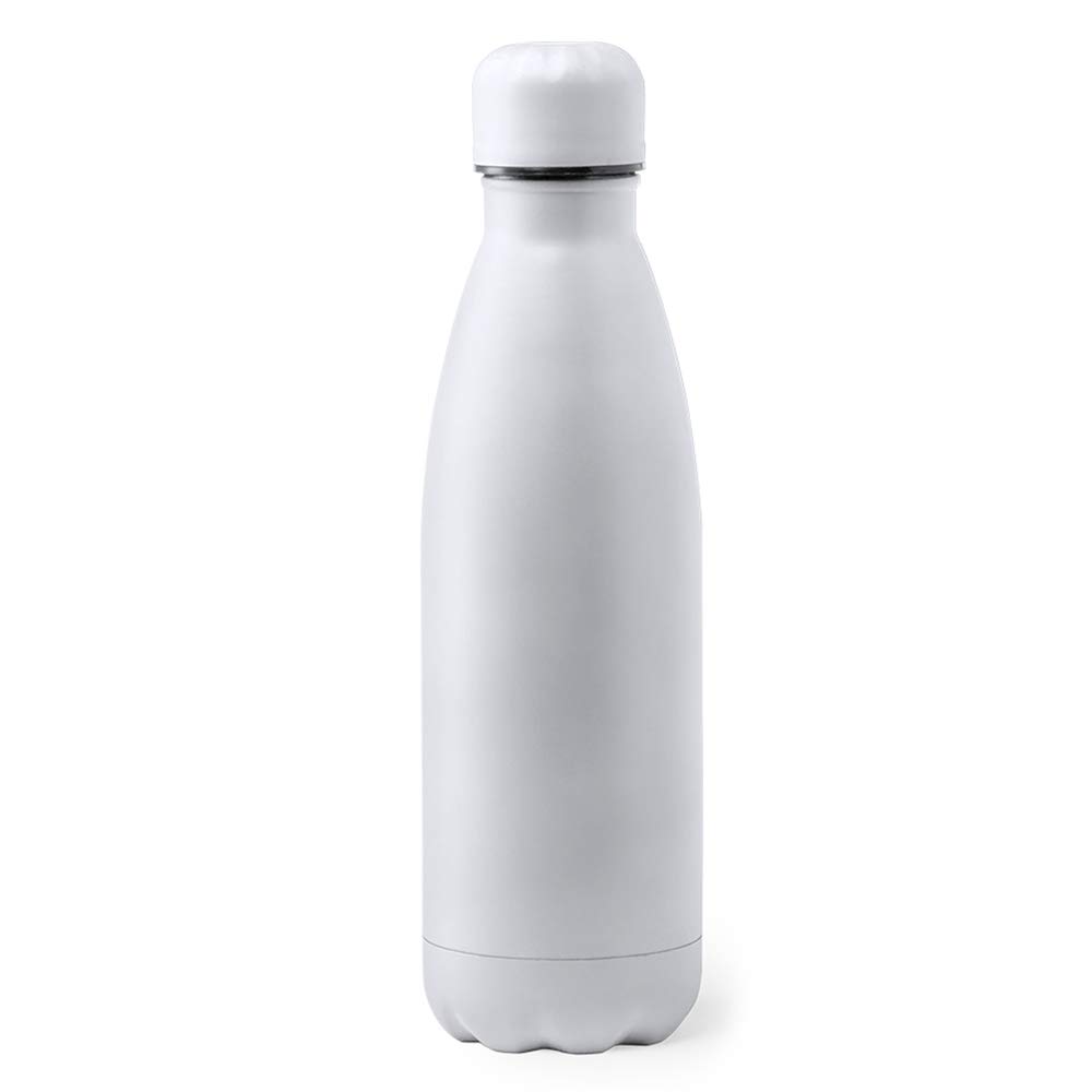 eBuyGB Metal Water Bottle 790ml Stainless Steel Leakproof Drinks Bottle Reusable BPA Free Matt Water Bottles - Travel Cup for School, Gym, Outdoor, Yoga & Sports - White (Pack of 1)
