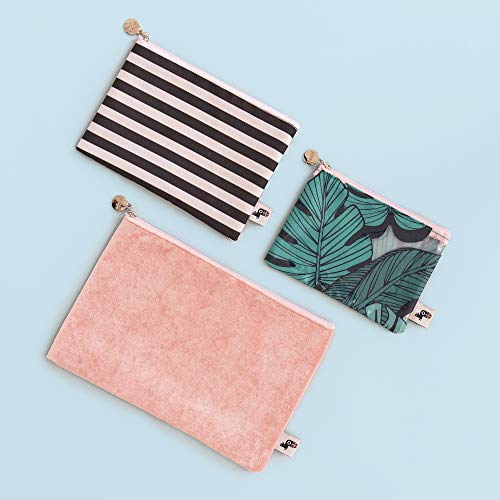 Yoobi Zipper Pouch 3-Pack | Hold Pens, Pencils, Coins, Makeup | Tropical Design | Travel, School, Office Use - Thumbnail 5
