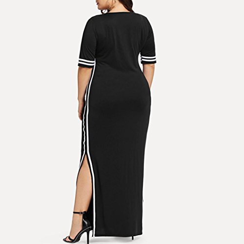 Dacawiin Women Fashion Long Sport Dress Casual Slim Stripe Split Dress