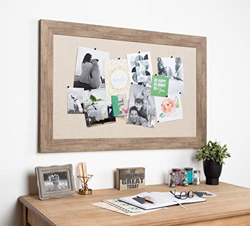 DesignOvation Beatrice Framed Oversized Linen Fabric Pinboard, 29.5x45.5, Rustic Brown - Thumbnail 4