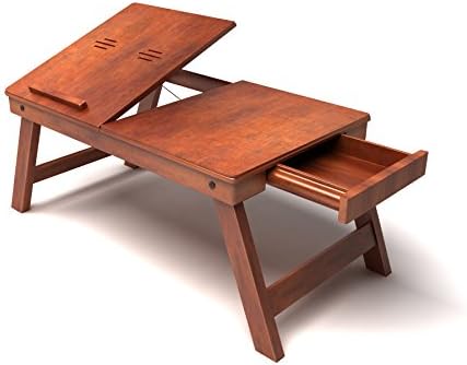 Home Sparkle Folding Laptop Table Wood (Teak Brown)