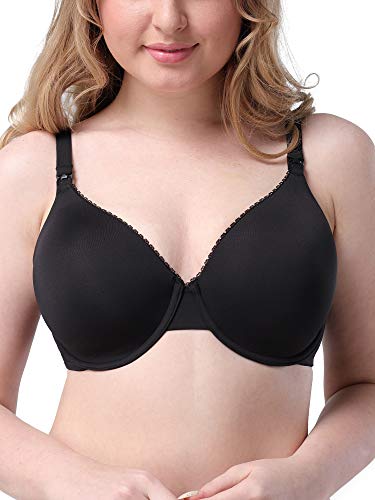 DotVol Women Plus Size Underwire Full Coverage Comfort Support Lightly Lined Maternity Nursing Bra(US 40DDD/Tag 95F, Black)