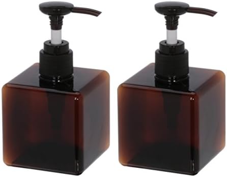 UVIVIU Plastic Soap Dispensers for bathroom kitchen,Square Empty Pump Bottle for lotion,shampoo,shower (250ml, Brown)