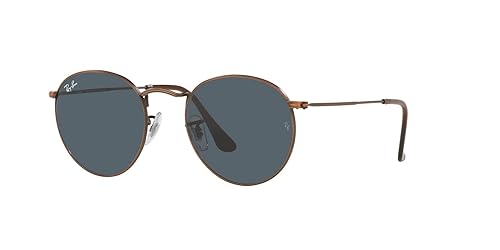 Ray-Ban Rb3447 Round Metal Sunglasses, Antique Copper/Blue, 53 mm