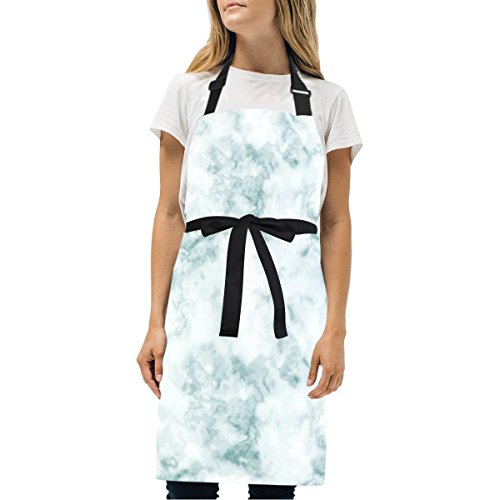 Naanle Light Blue Marble Stone Granite Surface Tile Print Decorative Texture Pattern Kitchen Chef Cooking Salon Aprons for Women Men Vintage Pinafore Apron Dress