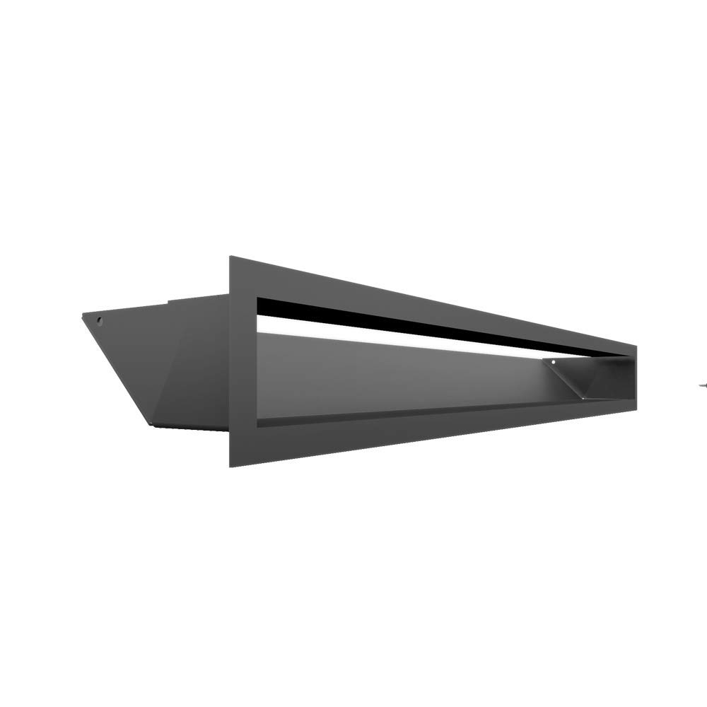 KRATKI ventilation grille AIR | Warm air grille 9 x 80 cm | Graphite | Exhaust grille for chimney ventilation | Air intake at a 45 degree angle | overheating resistant | Ideal for modern interiors