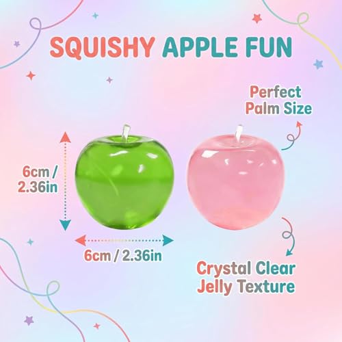 2026 New Apple Squishy, Slow Rising Stress Relief, Adult Apple Shaped Squeezes Balls, Soft Fruit Anxiety Relief Dough Decompression Gift (2pcs - Pink + Green)
