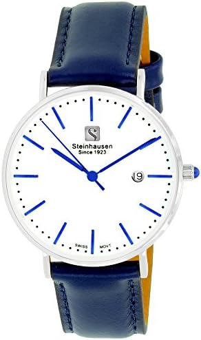 Steinhausen Women's S0620 Classic Burgdorf Swiss Quartz "Blue Label" Stainless Steel Watch With Blue Leather Band