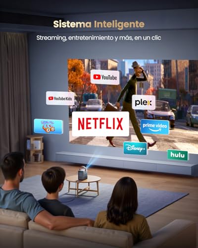 Mini Portable Projector 4K 【Netflix Ready/Dolby】 WiMiUS Projector 1080P FHD with Auto Keystone/E-Focus, Integrated WiFi & Bluetooth Apps, Portable Projector 4K Home Cinema for Mobile/PC/HDMI ARC