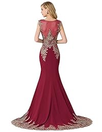 MisShow, vestidos para graduación, formales, estilo sirena, largo con encaje bordado, para mujer