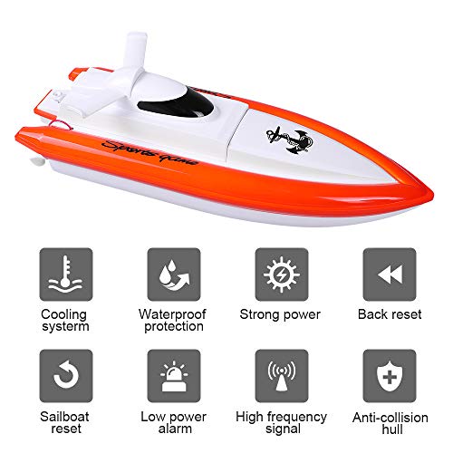 DeXop Remote Rc Boat H800 Rc Boat with High Speed Radio Remote Control Electric Racing Boat for Children, Adults-Orange (Only Works in Water)