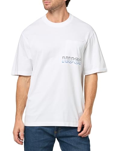 HUGO, Chest Pocket Outline Logo Cotton T-Shirt, iced Out White, XL