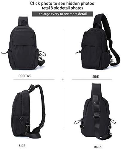 Small Black Sling Crossbody Backpack Shoulder Bag for Men Women, Lightweight One Strap Backpack Sling Bag Backpack for Hiking Walking Biking Travel Cycling USB Charger Port-Nylon 4 Small Black Sling Crossbody Backpack Shoulder Bag for Men Women, Lightweight One Strap Backpack Sling Bag Backpack for Hiking Walking Biking Travel Cycling USB Charger Port-Nylon