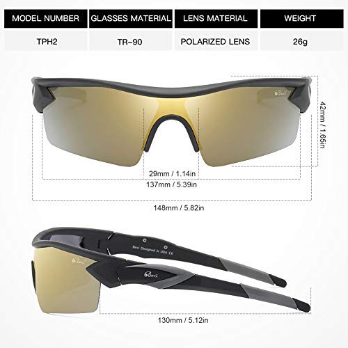 Bevi Polarized Sports Sunglasses TR90 Unbreakable Frame for Men Women Running Cycling Golf
