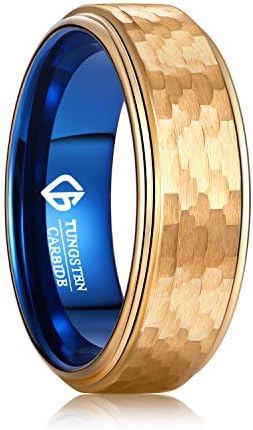 LOVE Beauties 8MM Tungsten Titanium Rings Mens Wedding Band Double Color wedding Ring Engagement Band Ring Gold-like Yellow Tungsten Titanium Band