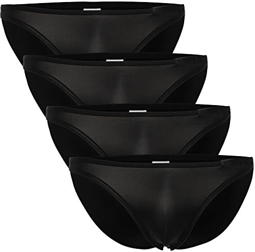 SloMes Men's Seamless Underwear Sexy Ice Silk Bikini Briefs 4 Packs