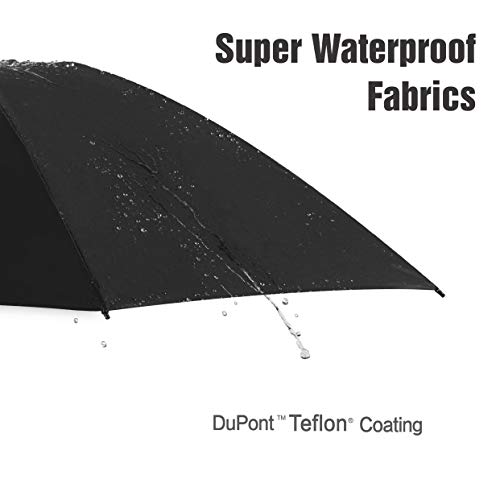 HITSLAM Black Umbrella Windproof, Automatic Compact Travel Umbrella with Teflon Coating and Waterproof Fabrics - Thumbnail 2