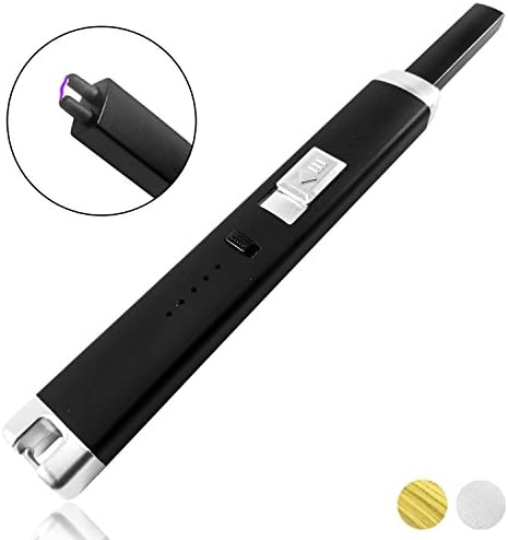 Sparcker Electric Arc Plasma Lighter - Candle Lighter - BBQ Grill Lighter - Camping Lighter - Safety Lock - Long Neck - USB Rechargeable - Flameless Windproof Lighter- Butane Free (Black)