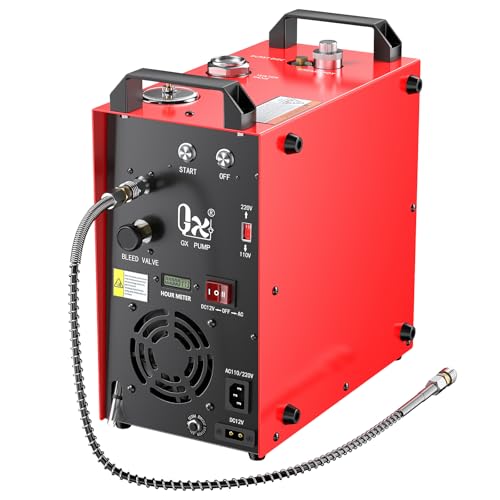 GX PUMP GX-E-CS4-I Compresor de aire PCP portátil, motor potente de 350W, máximo 5800 psi/40 MPa, convertidor doméstico incorporado, enfriamiento por agua y ventiladores, 5 horas de trabajo continuo