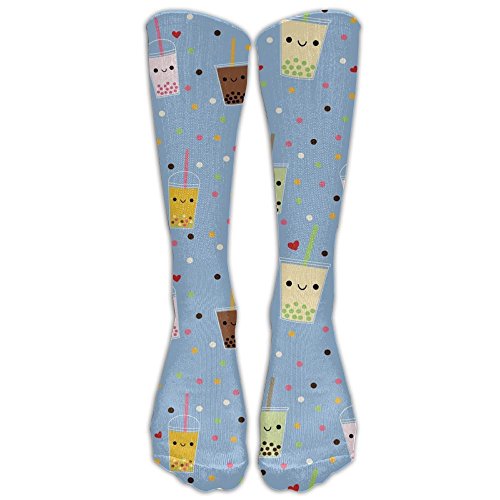 Huadduo Happy Boba Bubble Tea Long Dress Socks Cotton Sport Comfortable Breathable Over-the-Calf Tube