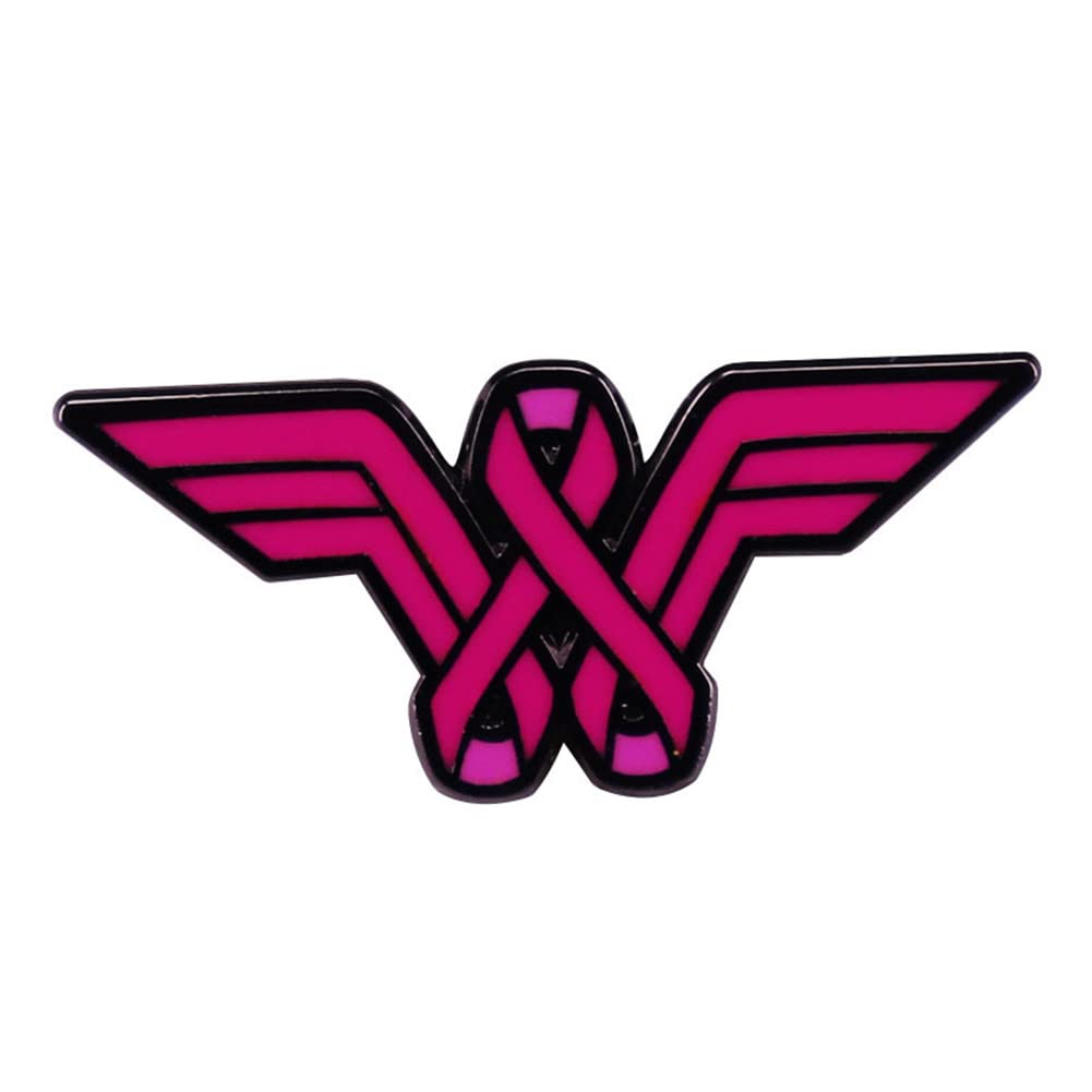 KAWADU Pink Ribbon Breast Cancer Awareness Hard Enamel Pins Brooch Guarding Mental Health Badge Gifts for Women Girls Mother's Day