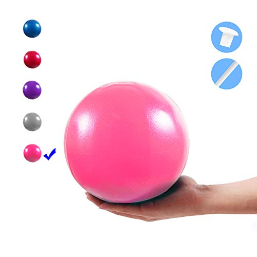 Vaupan Mini Exercise Ball, 9 Inch Small Gym Ball with Inflatable Straw for Yoga, Pilates, Stability, Barre, Physical Therapy, Stretching and Core Training, Improves Balance, Strength (Pink)