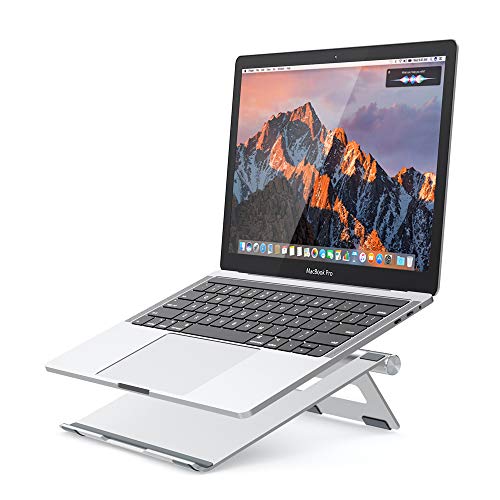 Nulaxy Portable Laptop Stand, Aluminum Cooling Stand with Heat-Vent, Adjustable Laptop Holder Riser for MacBook, Pro, Air, Samsung, Dell and More 10-17.3″ Notebook – Silver