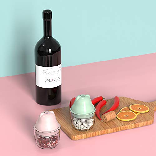 Electric Garlic Chopper, Wireless Portable Food Chopper 300ml Waterproof Food Processor Mincer, Rechargeable Mini Garlic Masher/Grinder for Chili Onion Vegetable Nuts Meat Chopper