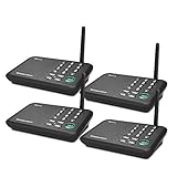 Qniglo Wireless Intercom System 10 Channel 1/2 Mile Long Range FM Intercoms Wireless for Home and Office (4 Stations Black, 2018 New Version)