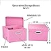 Household Essentials Fabric Storage Boxes with Lids and Handles, Pink