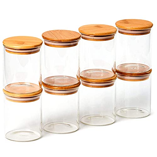 EZOWare Set of Glass Food Jars with Airtight Natural Bamboo Lids