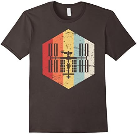 Mens Retro International Space Station T-Shirt XL Asphalt
