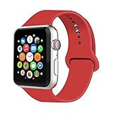 IYOU Sport Band Compatible with Watch Band 38MM 42MM 40MM 44MM, Soft Silicone Replacement Sport Strap Compatible with 2018 Watch Series 4/3/2/1 (Red,42MM, S/M)