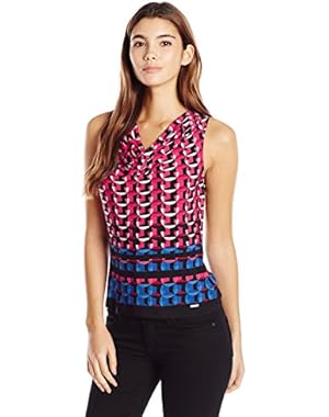 Calvin Klein Women's Petite-Size Matte Jersey Border Print Drape Cami