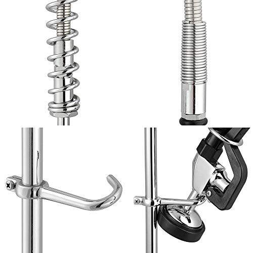 WeChef Double Brass Handle Backsplash 12 inch Commercial Kitchen Pre-Rinse Faucet Chromed with Add-On Pull Down Head - Thumbnail 5