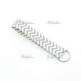 Wave Fabric Wristlet Chevron Lanyard Key Chain for Key fob, Key, ID Badge Holder , USB, Purse (Grey)
