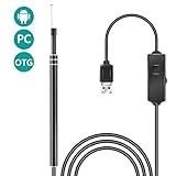 ZEUUE USB Ear Cleaning Endoscope,2 in 1 Borescope Inspection Camera Visual Earpick Tool with 6 Adjustable Led for Android (Black 1)