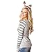 GBSELL Women Casual Deer Letter Cotton Long Sleeve Shirt Tops (L, Gray Stripe)
