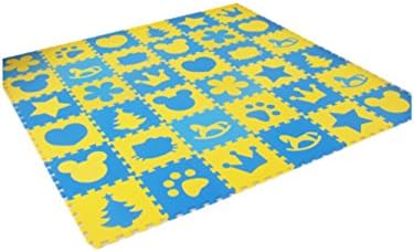 Meitoku EVA Kids Puzzle Pattern, Odorless, Toys, 24 Tiles and Edges Play Mat, 12" by 12"