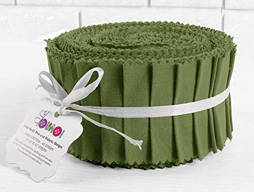 Soimoi 40Pcs Solid Olive Green Cotton Precut Fabrics for Quilting Craft Strips 2.5 Inches Jelly Roll