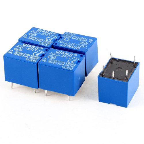 uxcell 5pcs Blue PCB Mount DC 12V SPDT 5 Pin Mini Power Relay JQC-3F(T73)