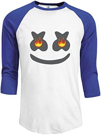 Marshmello Face Fire Men's 3/4 Sleeve Raglan baseball T-shirt XL SkyBlue