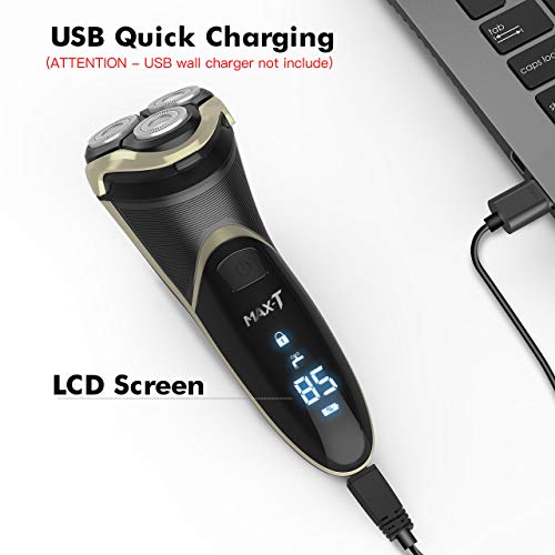 Electric Shaver for Men,TedGem 3D Rotary Shaver Razor Wet & Dry Waterproof IPX7 Electric Razor USB Rechargeable Beard Pop-up Trimmer Cordless Foil Shaver, Best Gift For Father Husband Boyfriend Brothe