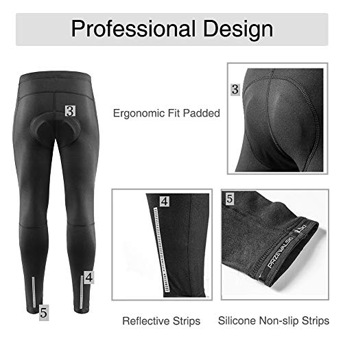 image for Przewalski Men's Thermal Cycling Tights 4D Padded Bike Pants Long Comp